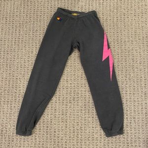 Aviator Nation Hot Pink Lightning Bolt Sweatpants